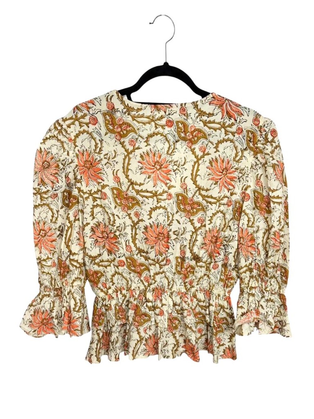 ANNA CATE Kara Puff Sleeve Block Print Peplum Top - Picture 3 of 7